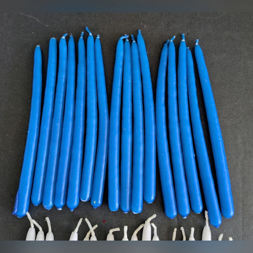 Candles Chanuka Set 16 Blue 17 White Made In Israel